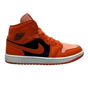 Nike Air Jordan Men’s Orange/Black Leather Mid High-Top Sneakers Size 8.5